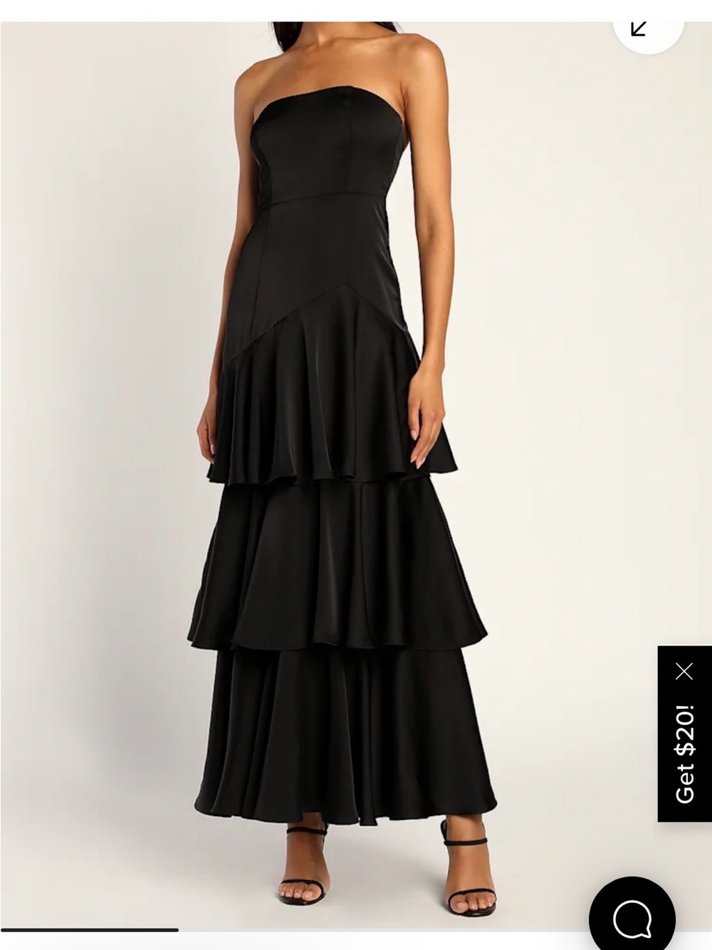 Lulu's Black Strapless Tiered Ruffle Maxi Dress